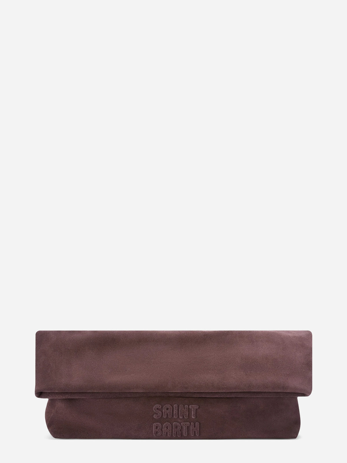 Pochette Maxi in camoscio marrone - vista frontale
