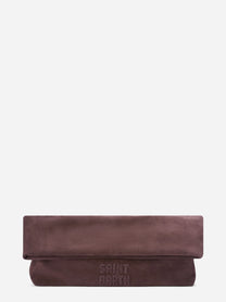 Pochette Maxi in camoscio marrone - vista frontale