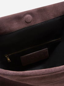 Pochette Maxi in camoscio marrone - dettaglio