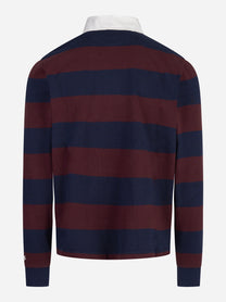 Polo rugby Quarterback a righe blu e bordeaux MC2 SAINT BARTH - vista posteriore