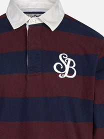 Polo rugby Quarterback a righe blu e bordeaux MC2 SAINT BARTH - dettaglio