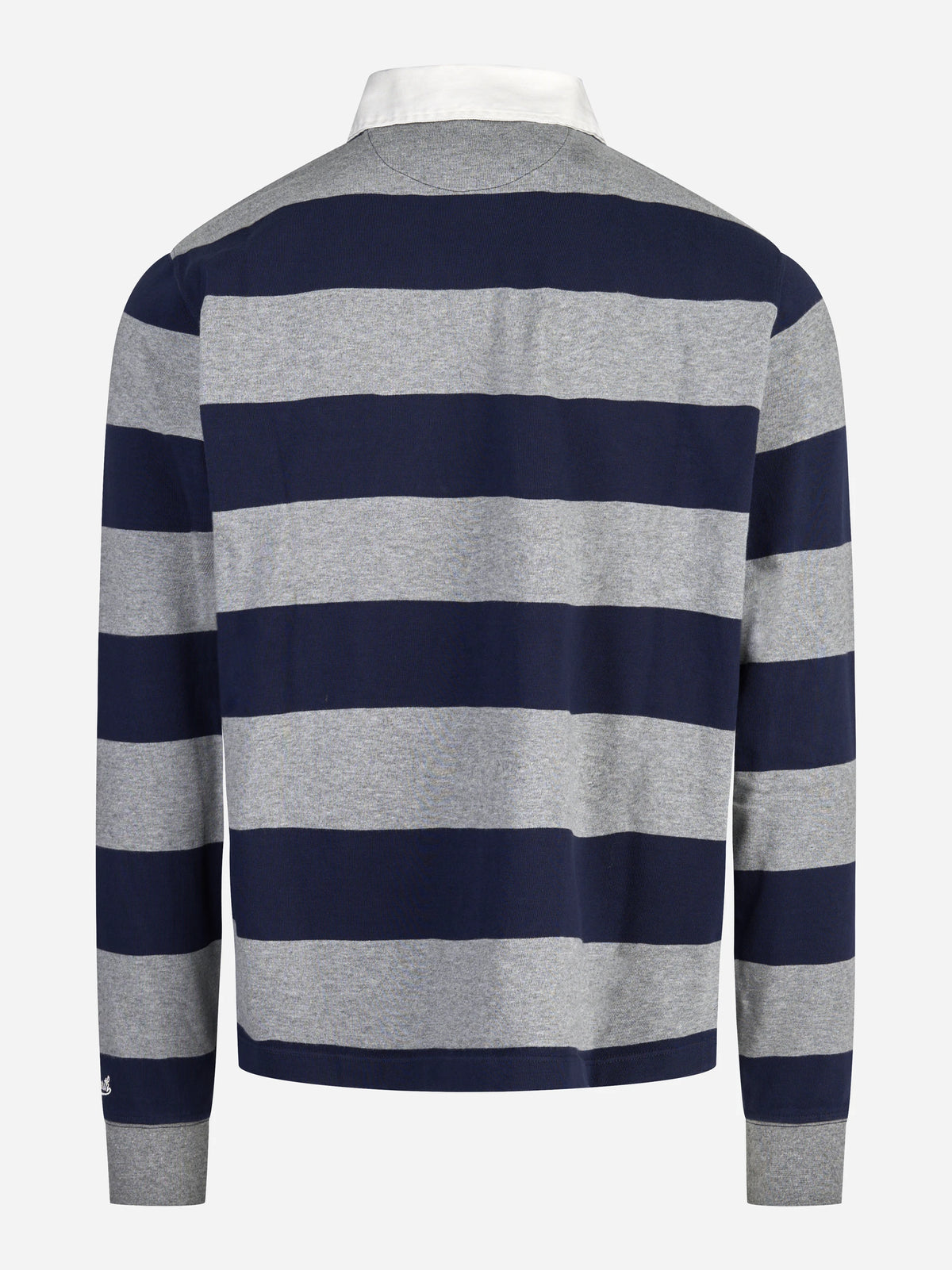 Polo rugby Quarterback a righe blu e grigio MC2 SAINT BARTH - vista posteriore