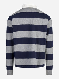 Polo rugby Quarterback a righe blu e grigio MC2 SAINT BARTH - vista posteriore