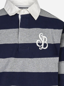 Polo rugby Quarterback a righe blu e grigio MC2 SAINT BARTH - dettaglio