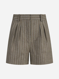 Shorts Aya Flannel gessati marrone - vista frontale