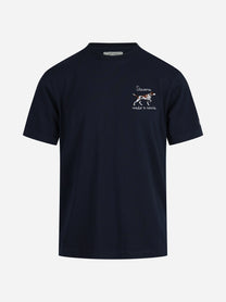 T-shirt Arnott Stasera Vado a Caccia blu - vista frontale