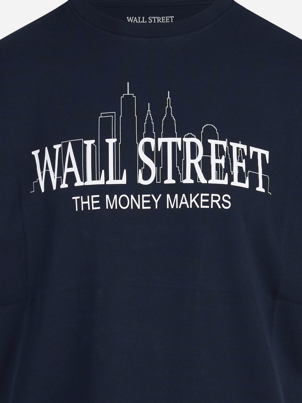T-shirt Arnott Wall Street blu - dettaglio del ricamo e del tessuto