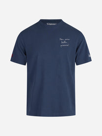 T-shirt Arnott Warm con ricamo blu - vista frontale