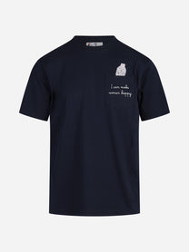 T-shirt Connor con taschino e orologio blu - vista frontale