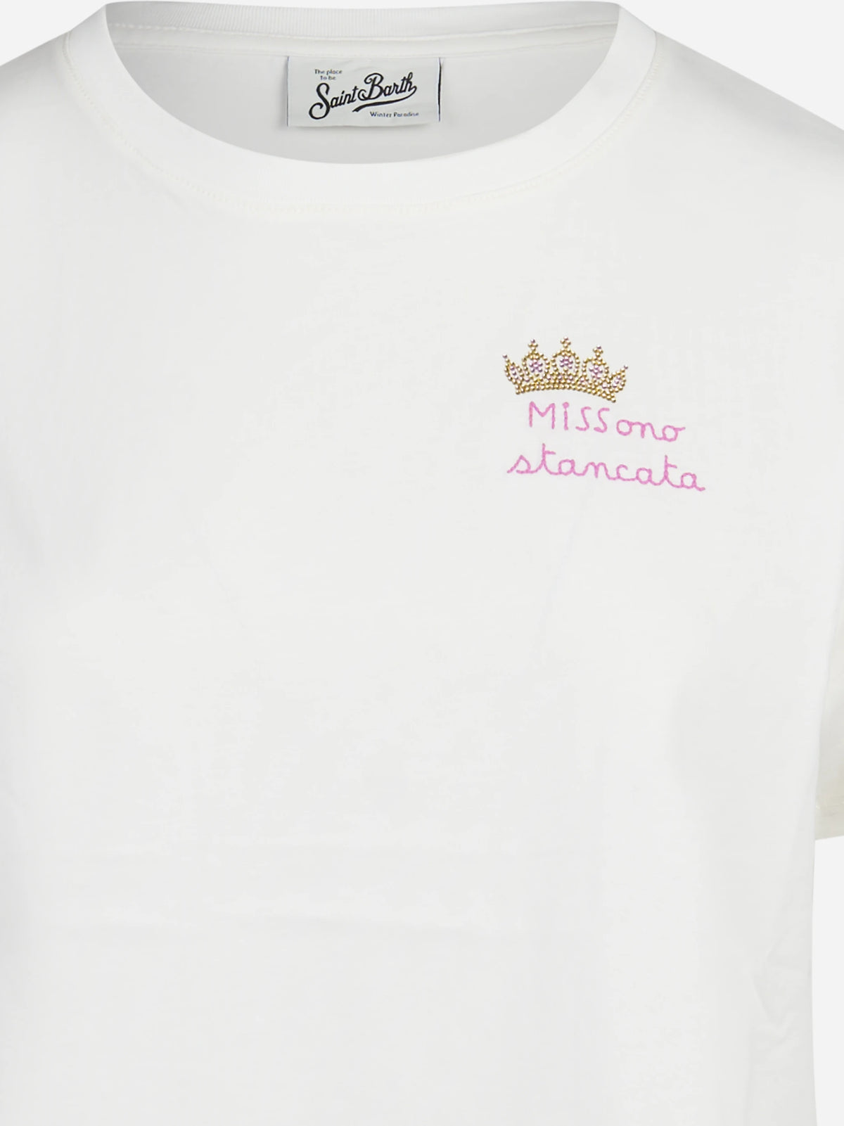 T-shirt Emilie con ricamo bianca - dettaglio del prodotto
