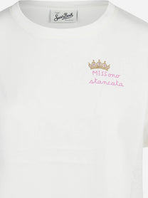 T-shirt Emilie con ricamo bianca - dettaglio del prodotto