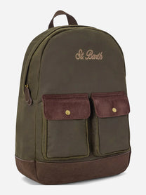 Zaino Cody Wax verde militare e marrone - vista posteriore