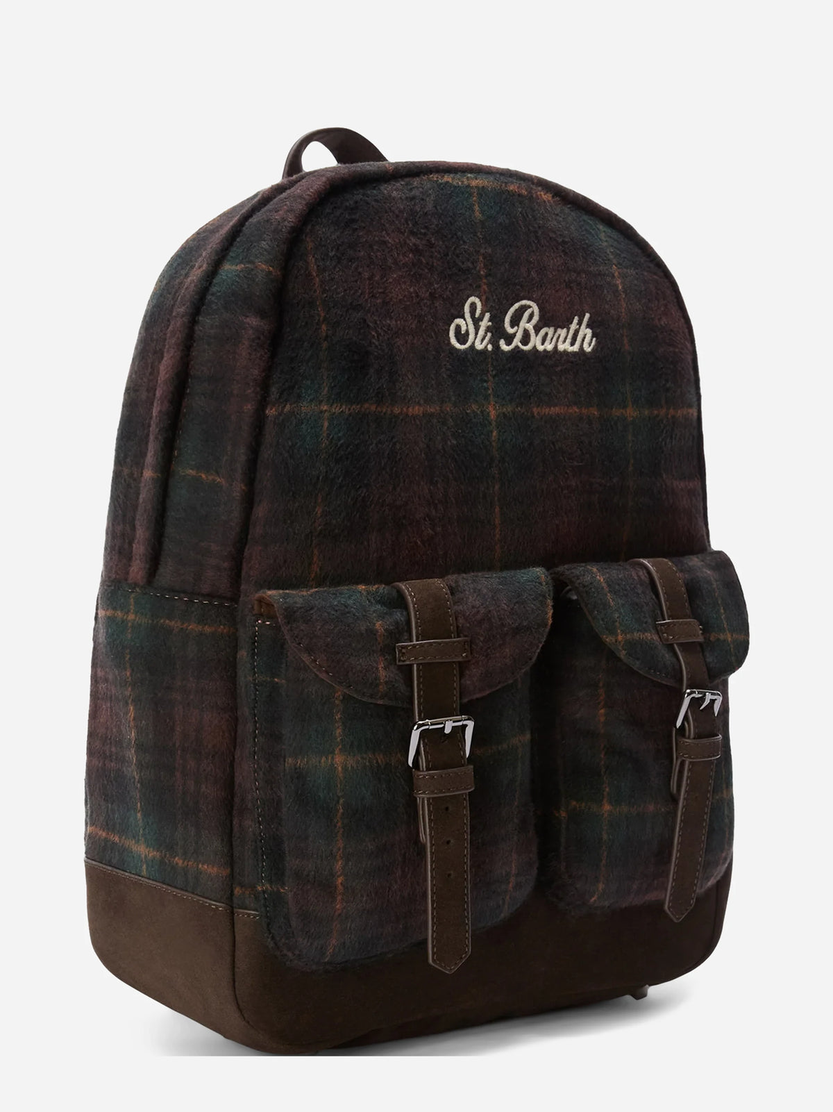 Zaino Cody Wool tartan verde e marrone - vista posteriore