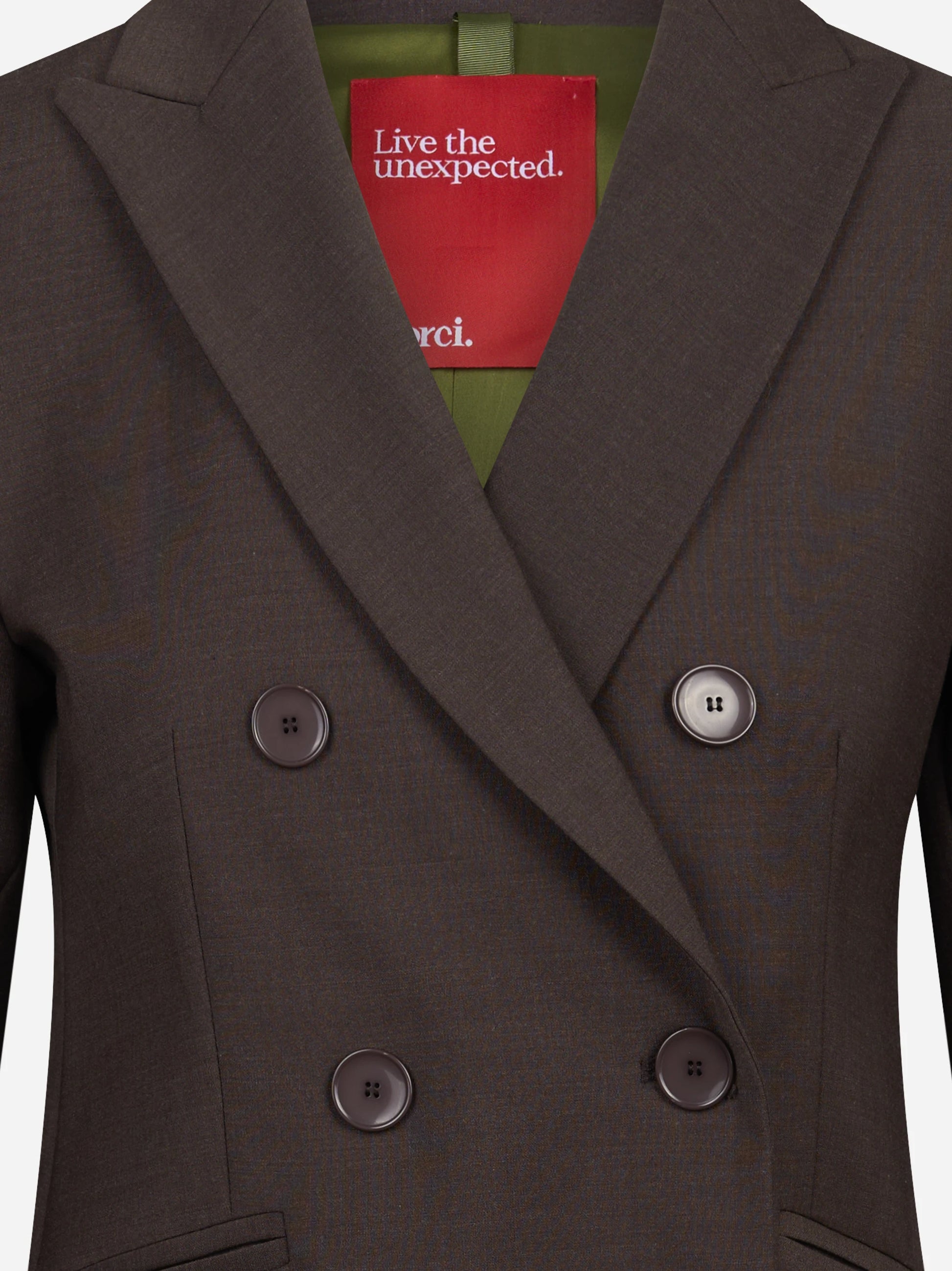 Blazer doppiopetto slim-fit marrone - vista laterale e dettagli
