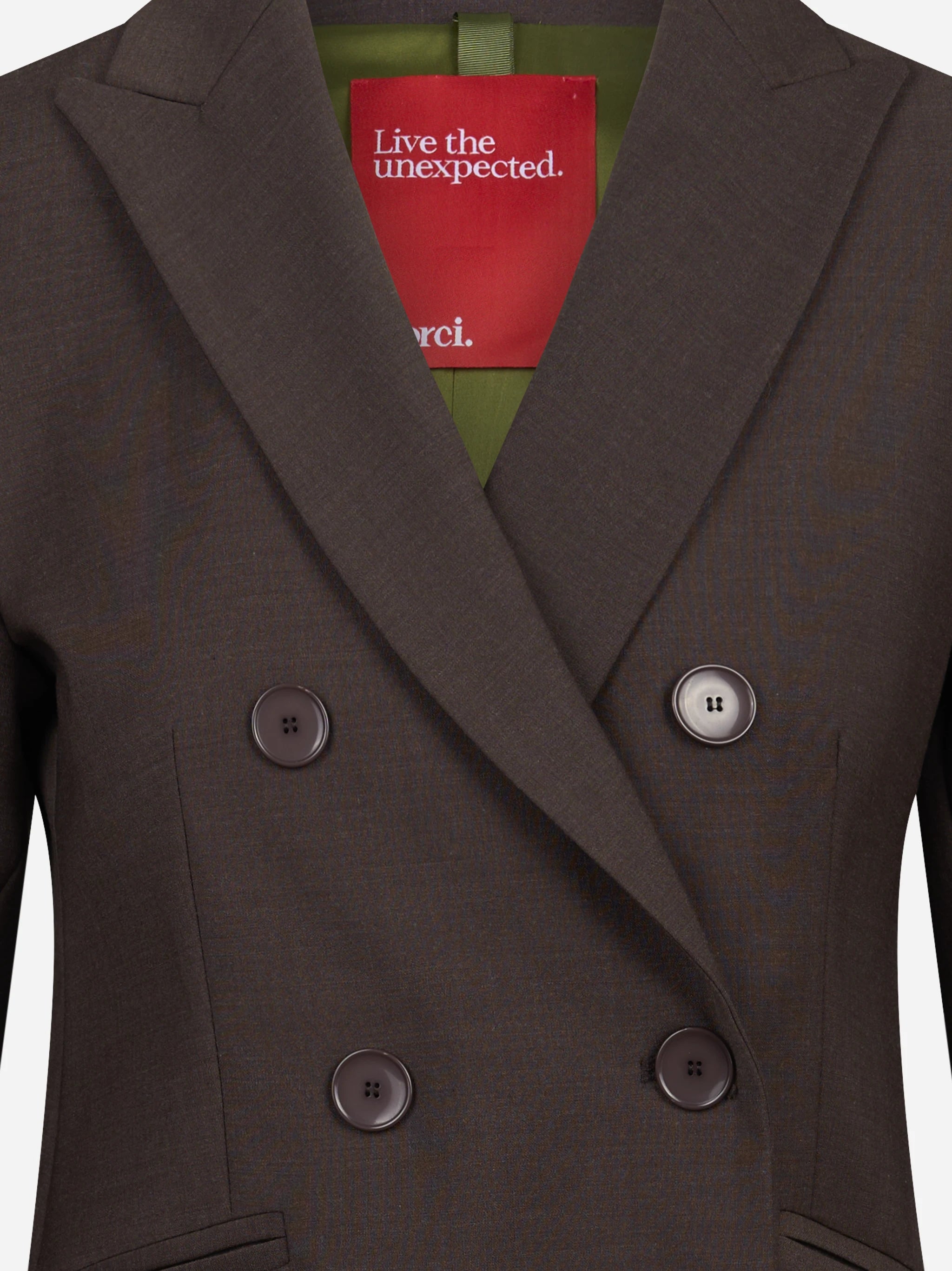 Blazer doppiopetto slim-fit marrone - vista laterale e dettagli