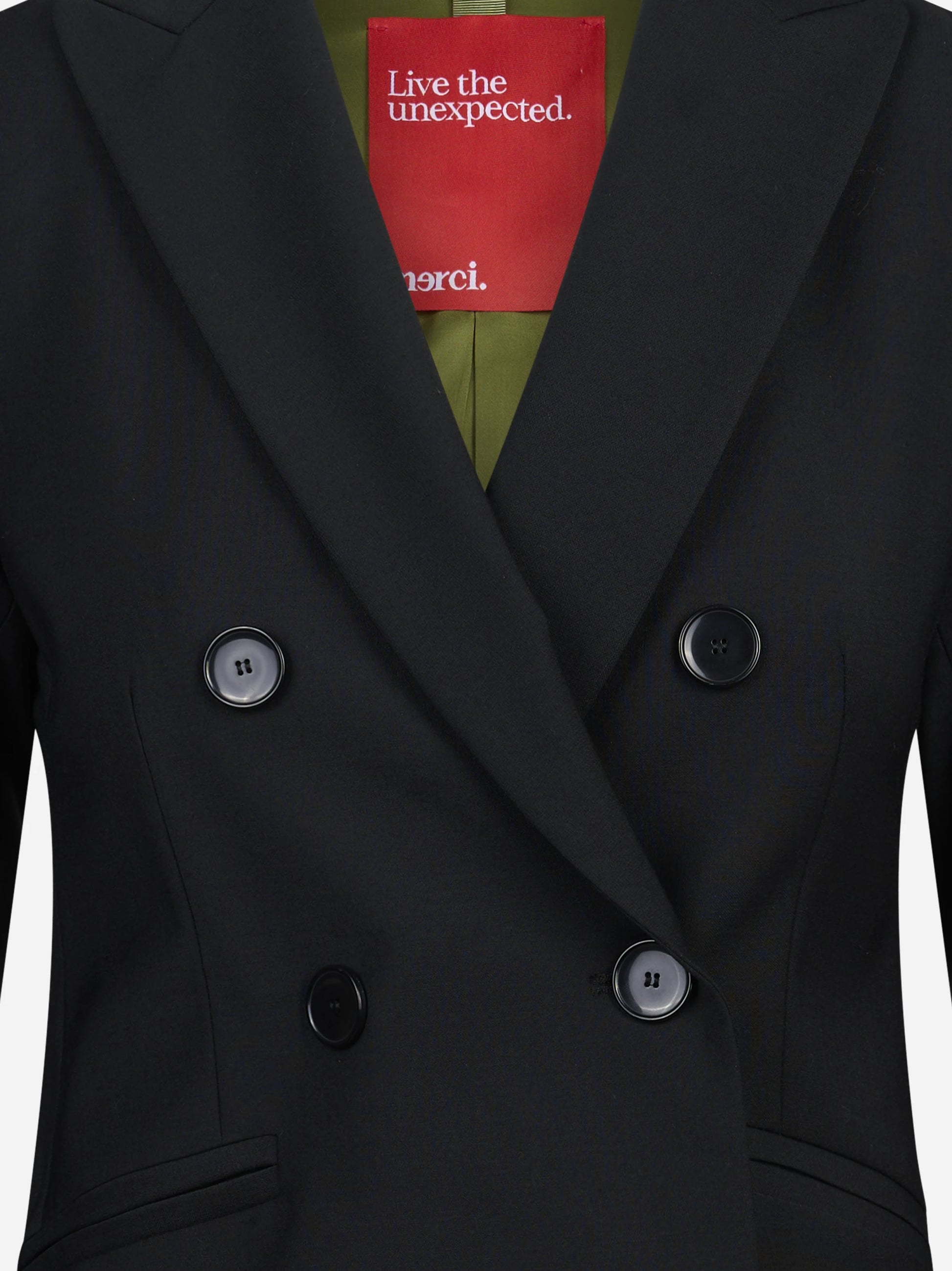 Blazer doppiopetto slim-fit nero - vista laterale e dettagli