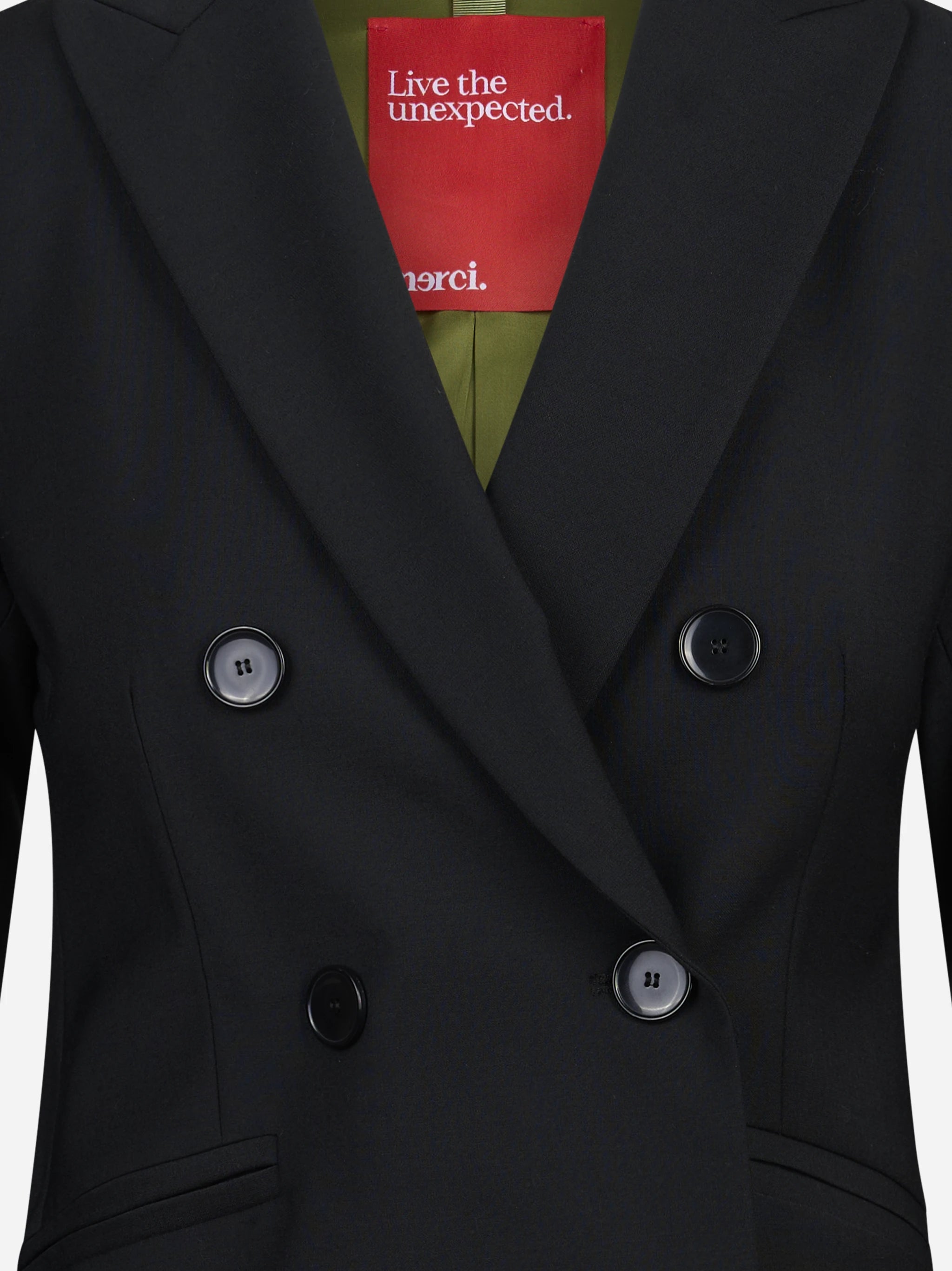 Blazer doppiopetto slim-fit nero - vista laterale e dettagli