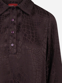 Camicia jacquard effetto cocco bordeaux - vista laterale e dettagli