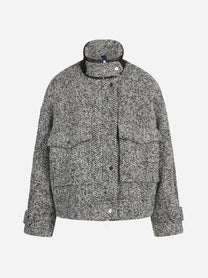 Bomber over spinato nero e bianco - vista frontale