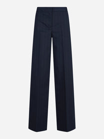 Pantalone largo gessato blu - vista frontale