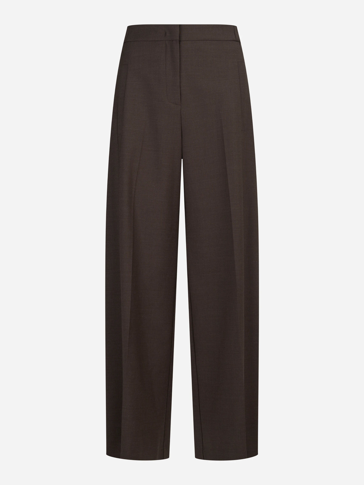Pantaloni sartoriali wide leg marroni - vista frontale