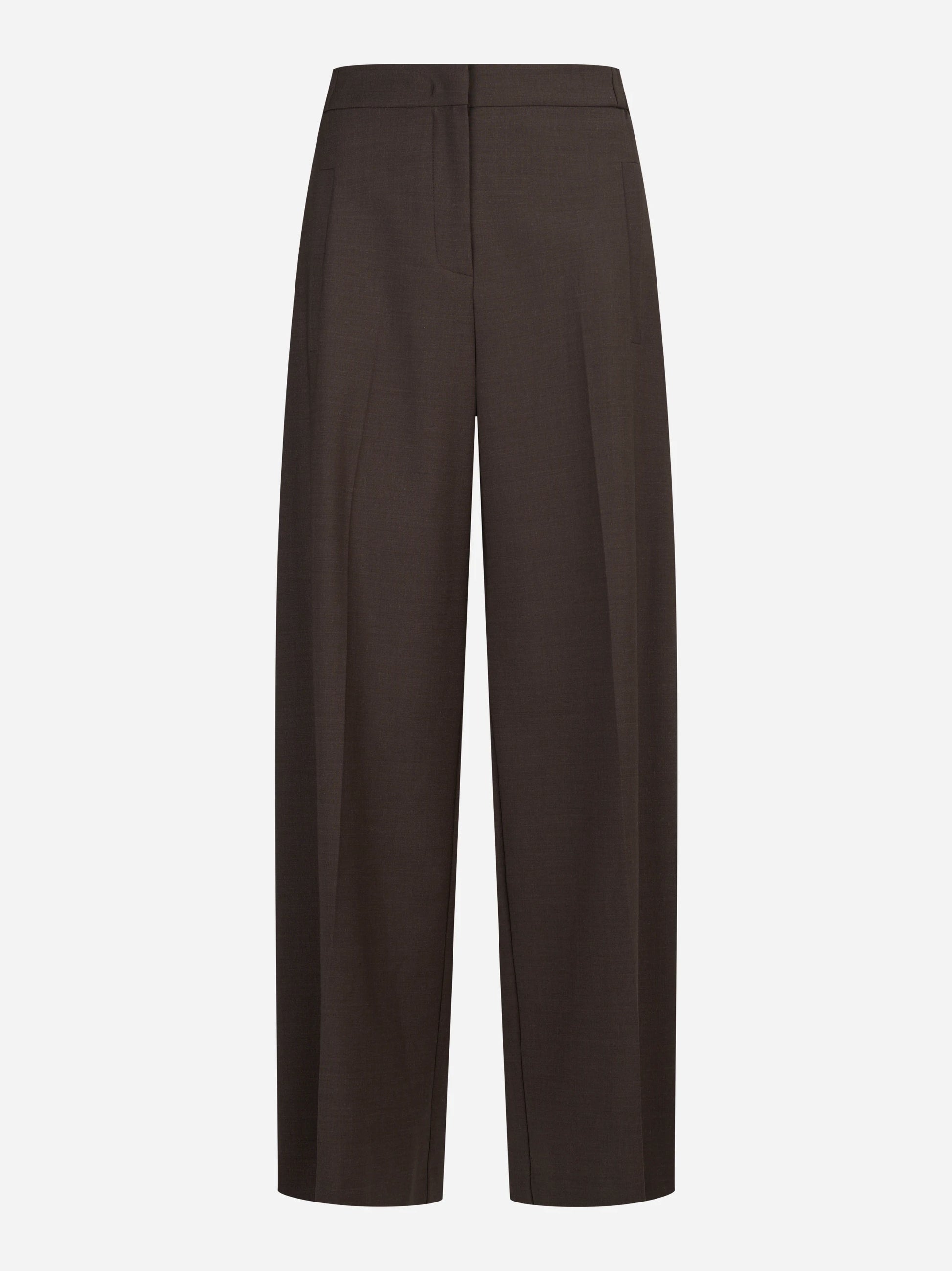 Pantaloni sartoriali wide leg marroni - vista frontale