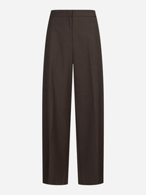 Pantaloni sartoriali wide leg marroni - vista frontale
