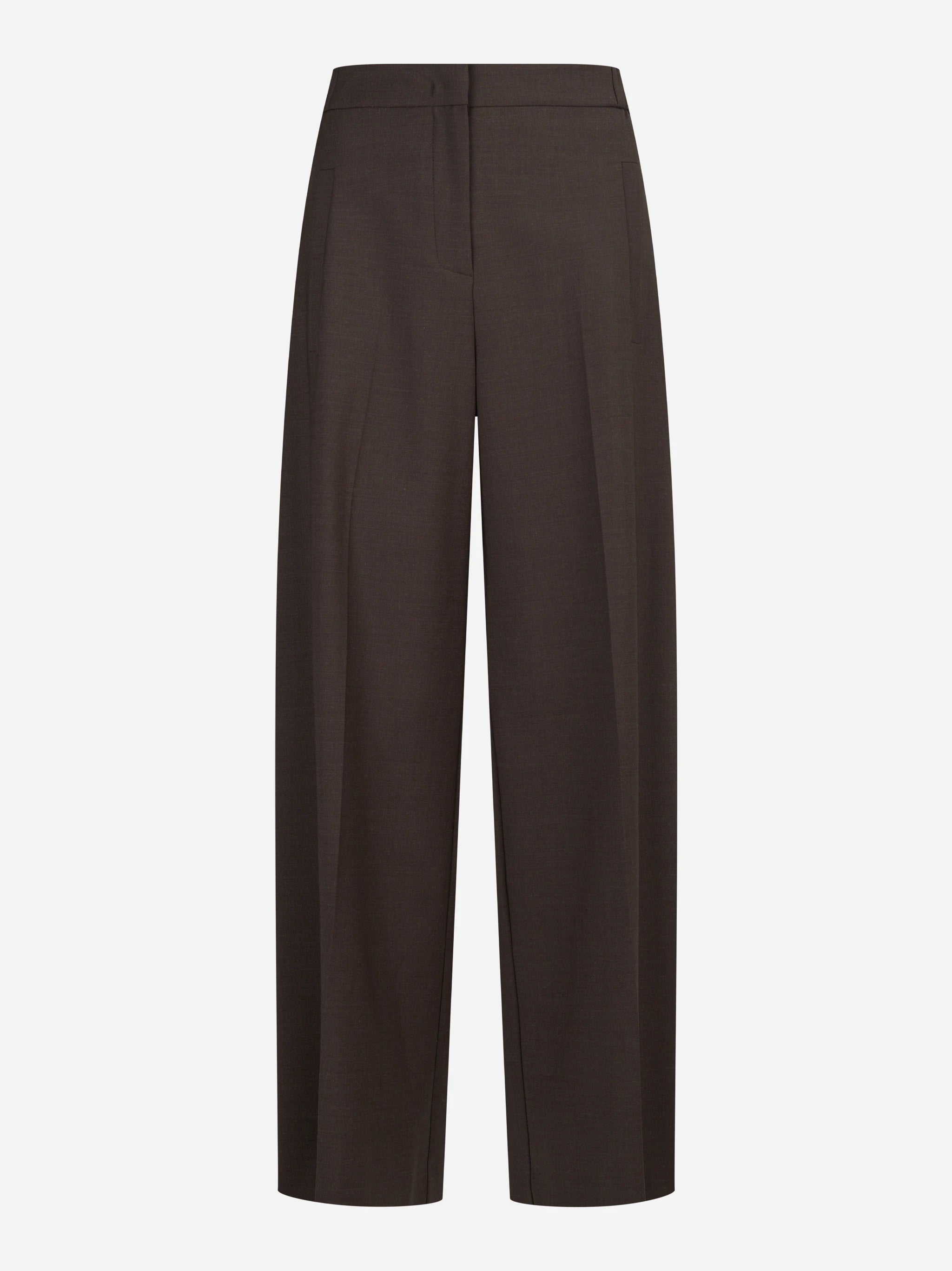 Pantaloni sartoriali wide leg marroni - vista frontale
