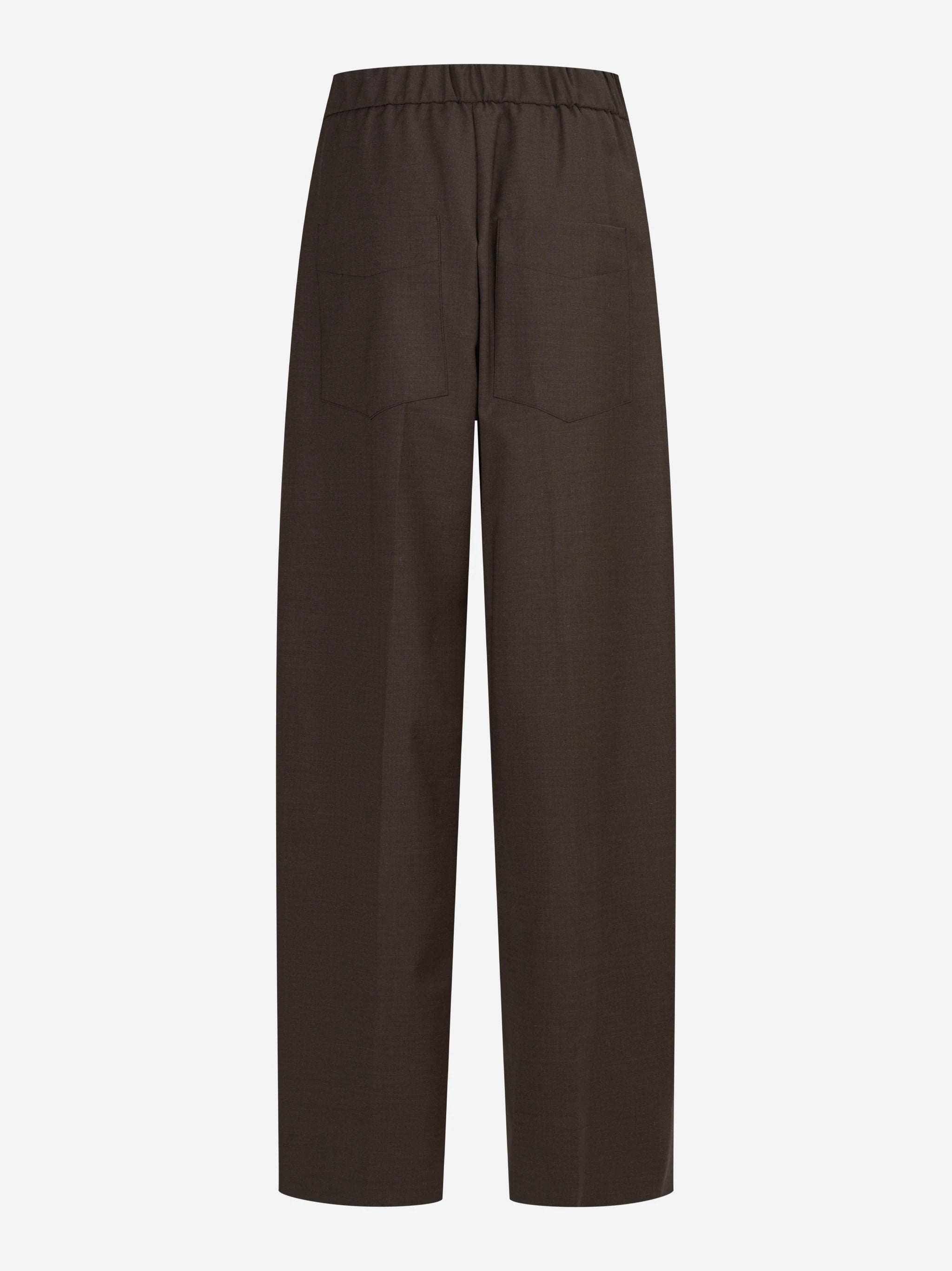 Pantaloni sartoriali wide leg marroni - vista posteriore