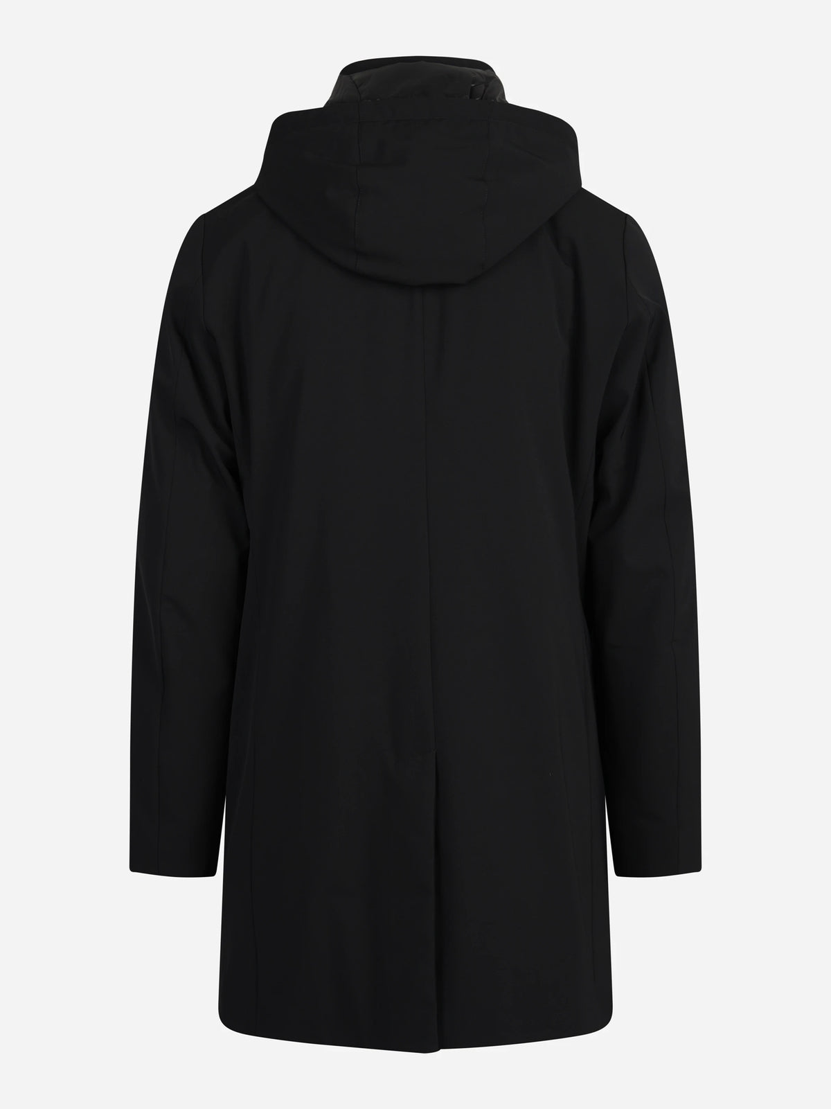 Cappotto imbottito con cappuccio nero - vista posteriore
