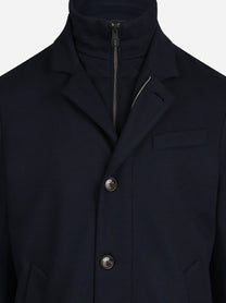 Cappotto imbottito in lana vergine blu - dettaglio del prodotto