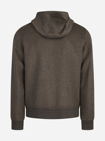 Giubbotto con cappuccio in yak marrone - vista posteriore