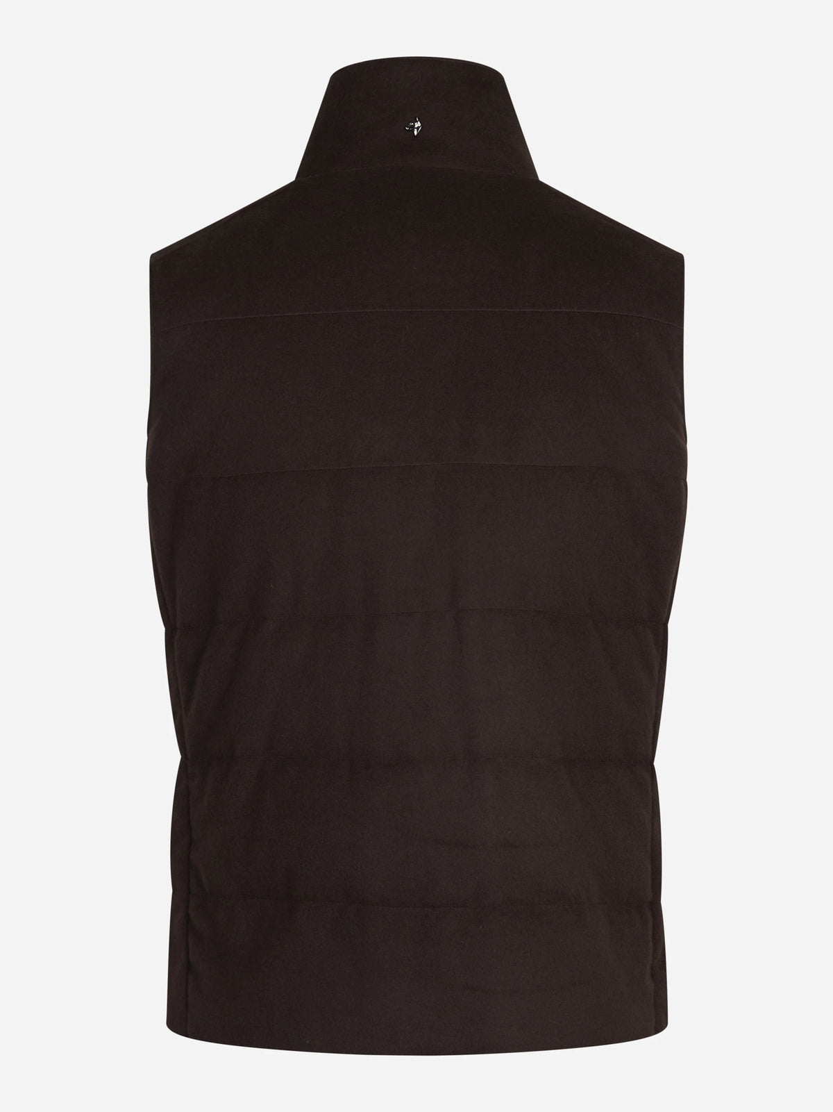 Gilet imbottito in lana vergine marrone - vista posteriore
