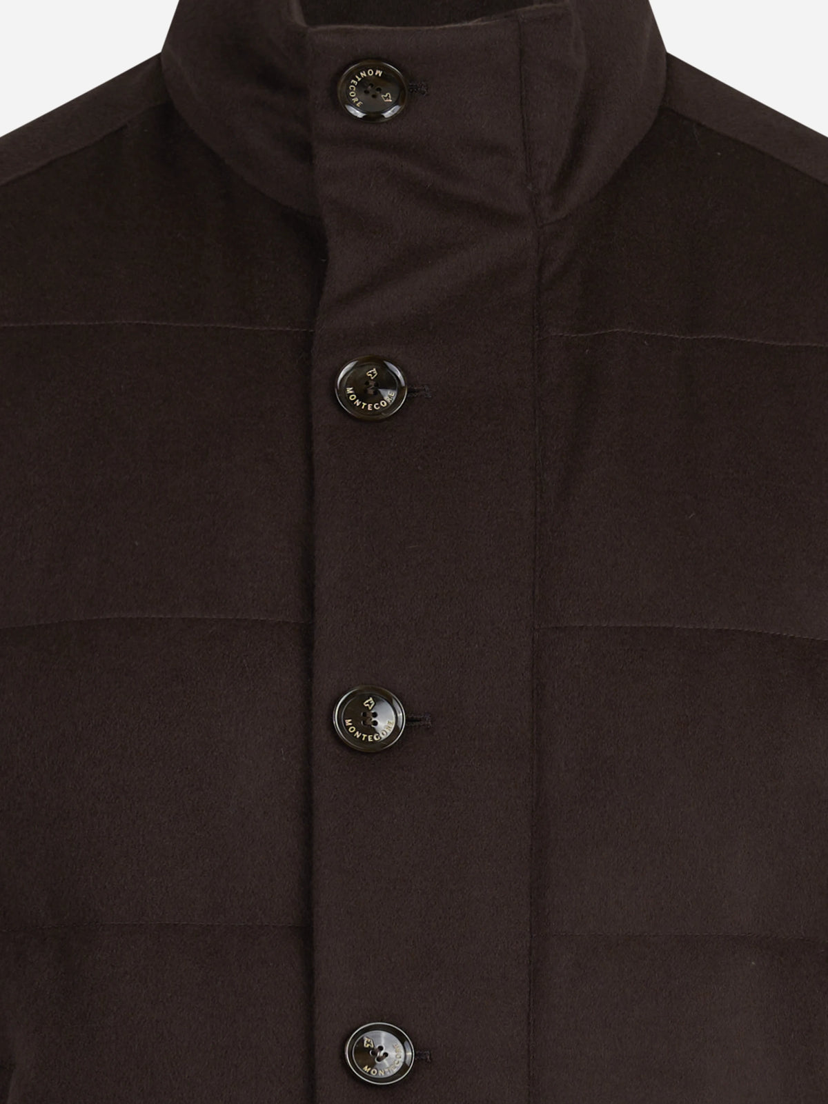 Gilet imbottito in lana vergine marrone - dettaglio del prodotto