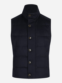Gilet imbottito in lana vergine blu - vista frontale