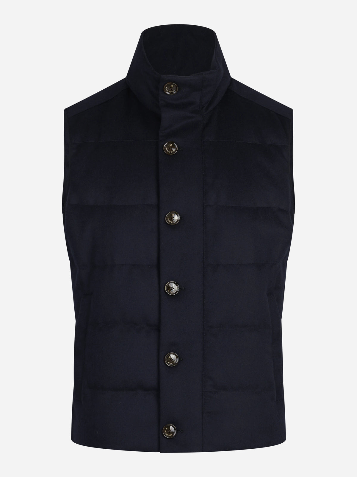Gilet imbottito in lana vergine blu - vista frontale