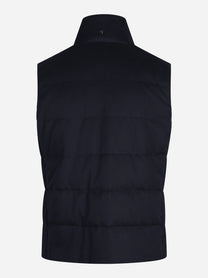 Gilet imbottito in lana vergine blu - vista posteriore