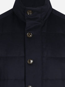 Gilet imbottito in lana vergine blu - dettaglio del prodotto