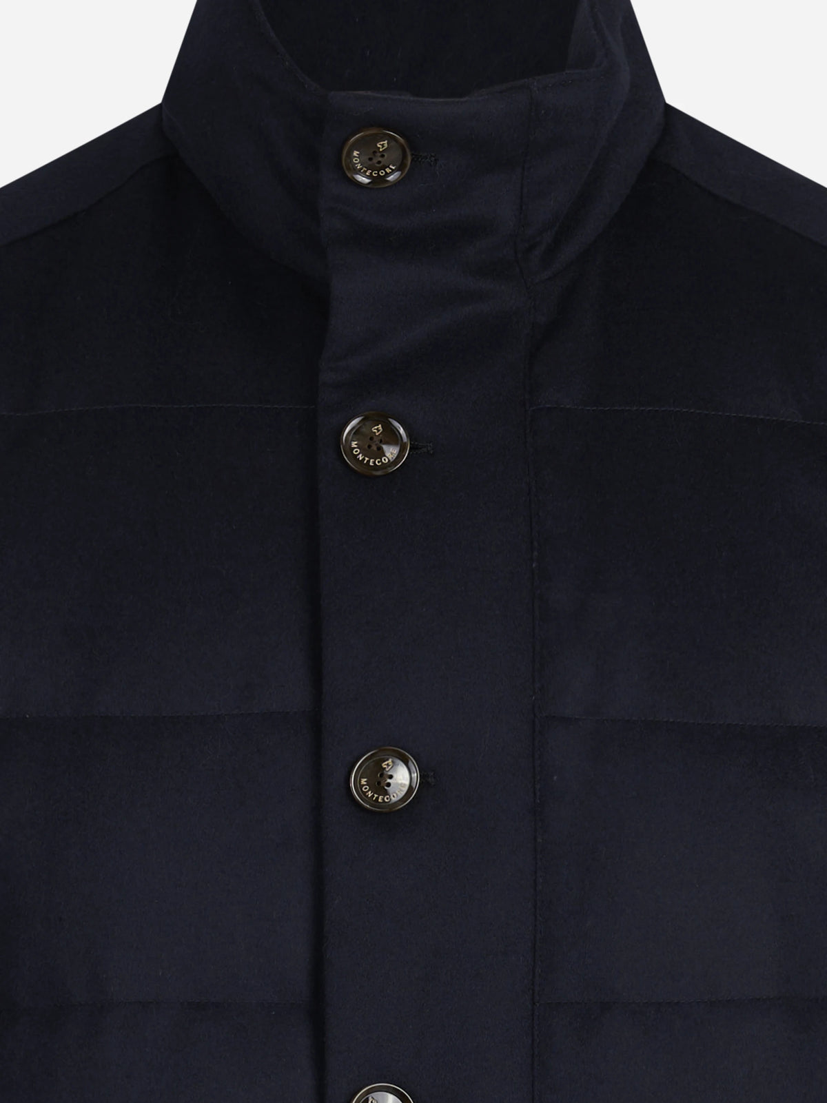 Gilet imbottito in lana vergine blu - dettaglio del prodotto