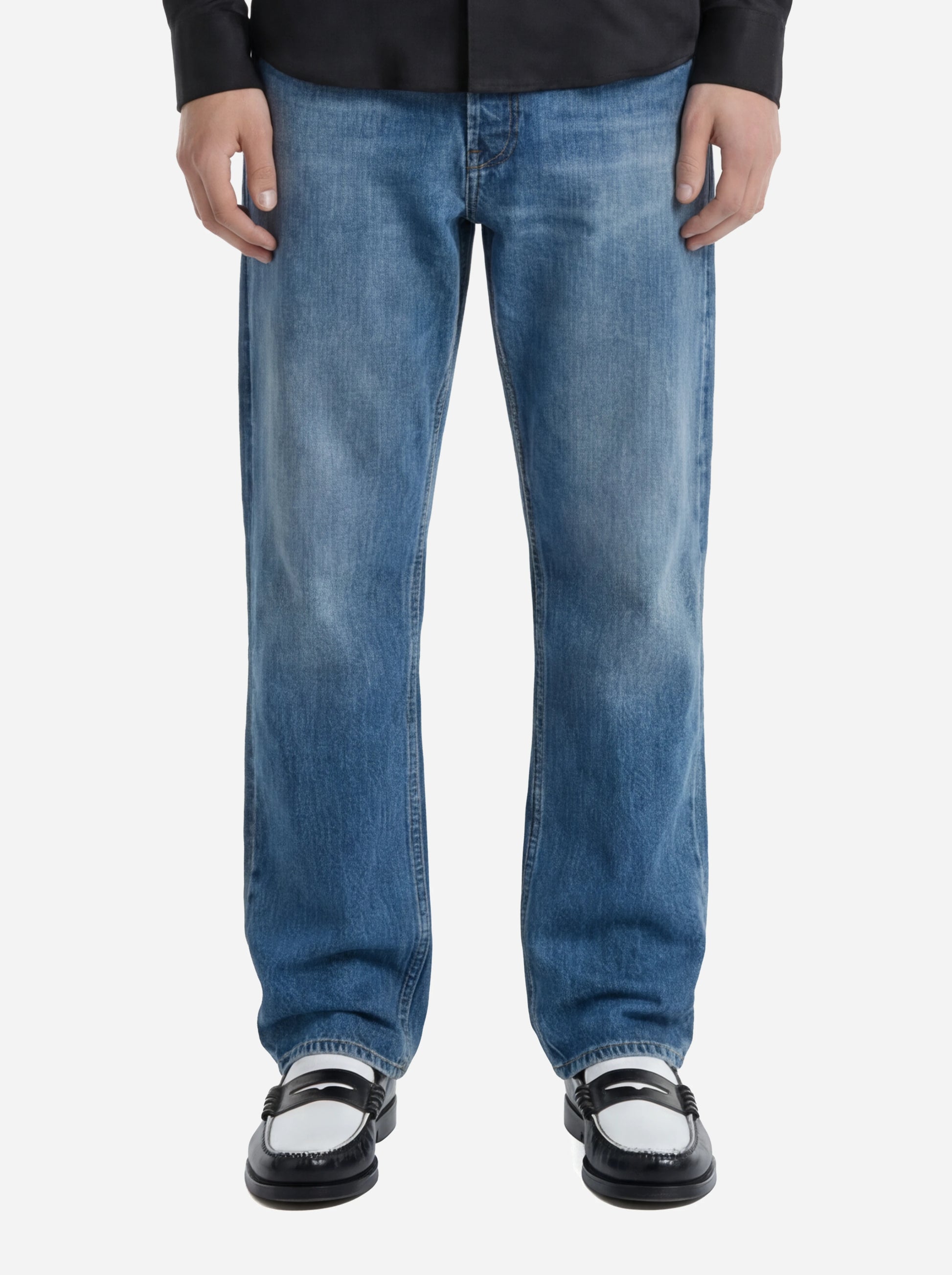 Jeans Regular fit in denim fermo blu