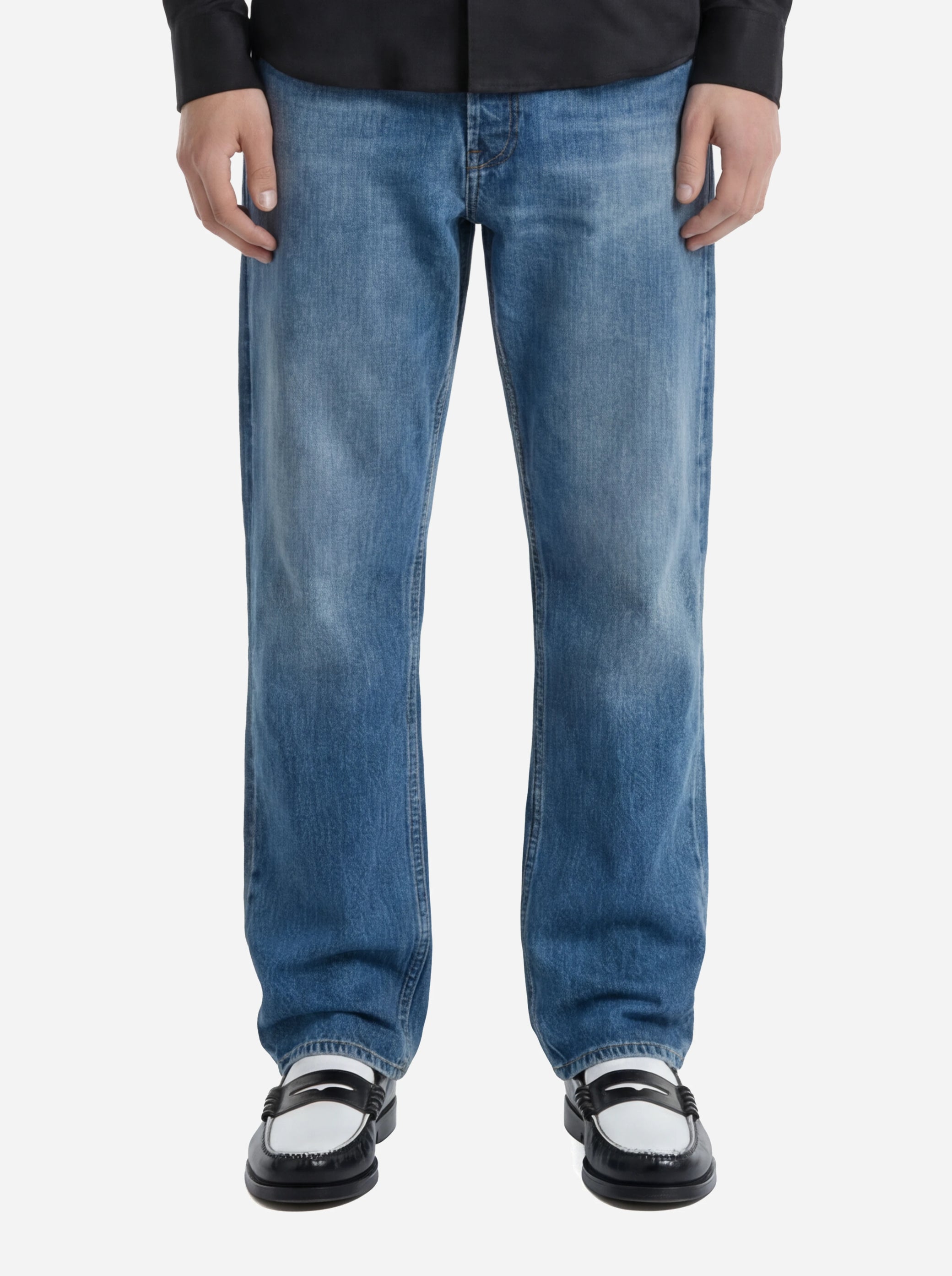 Jeans Regular fit in denim fermo blu