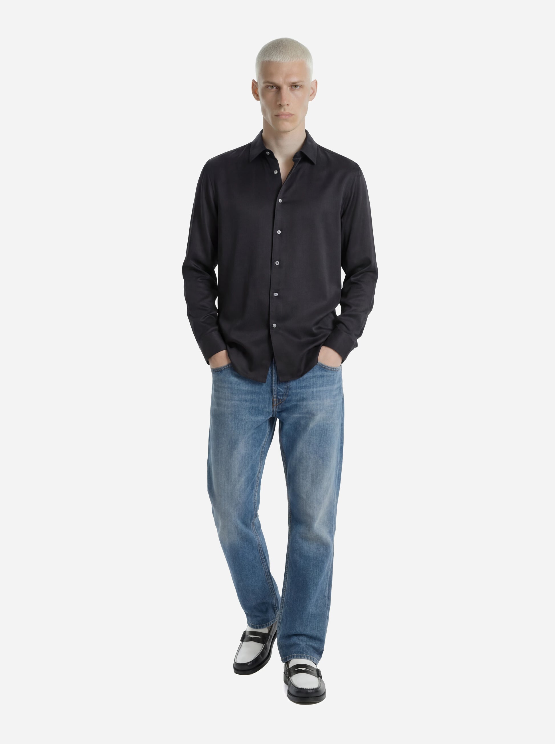 Jeans Regular fit in denim fermo blu