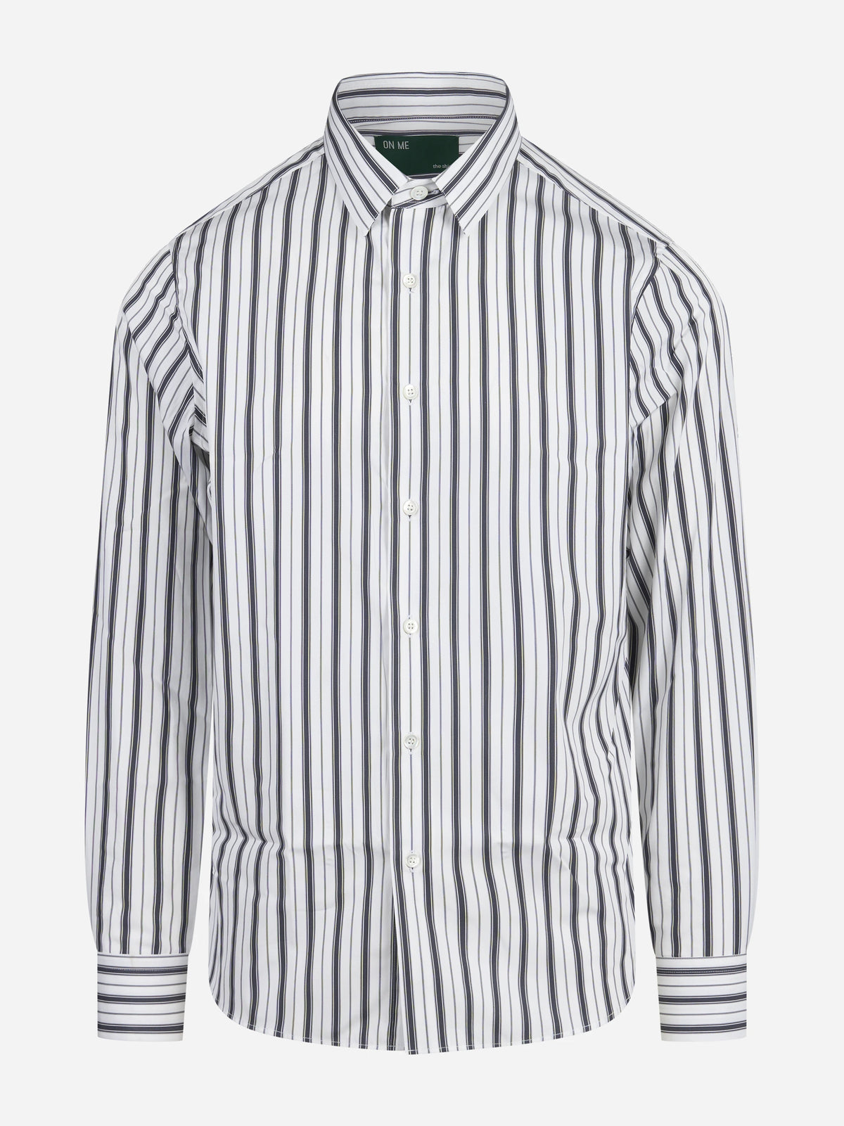 Camicia a righe nere e grigie - vista frontale