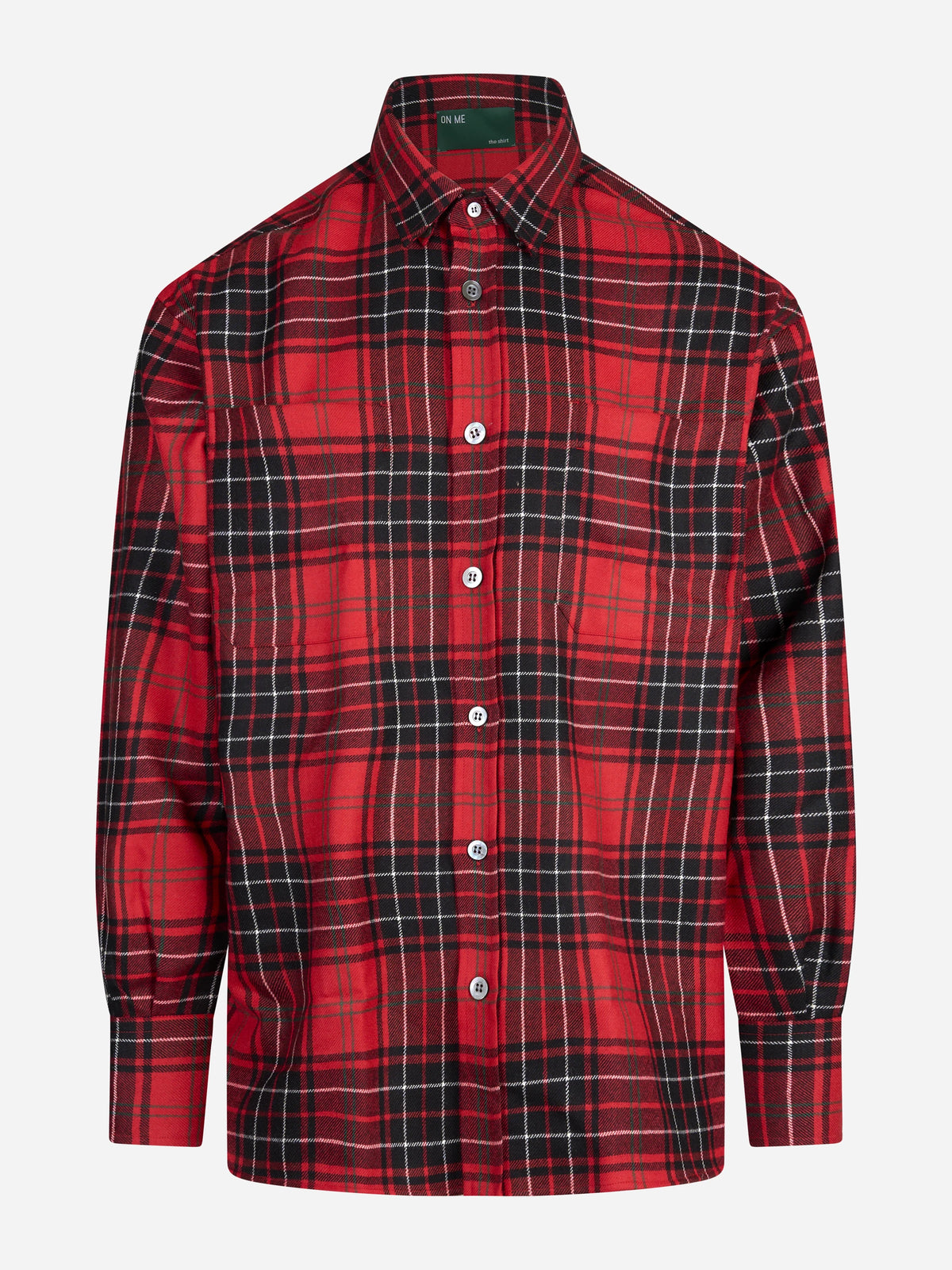 Camicia in lana vergine a quadri rossa ON ME THE SHIRT - vista frontale