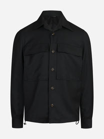 Overshirt con tasche applicate nero - vista frontale