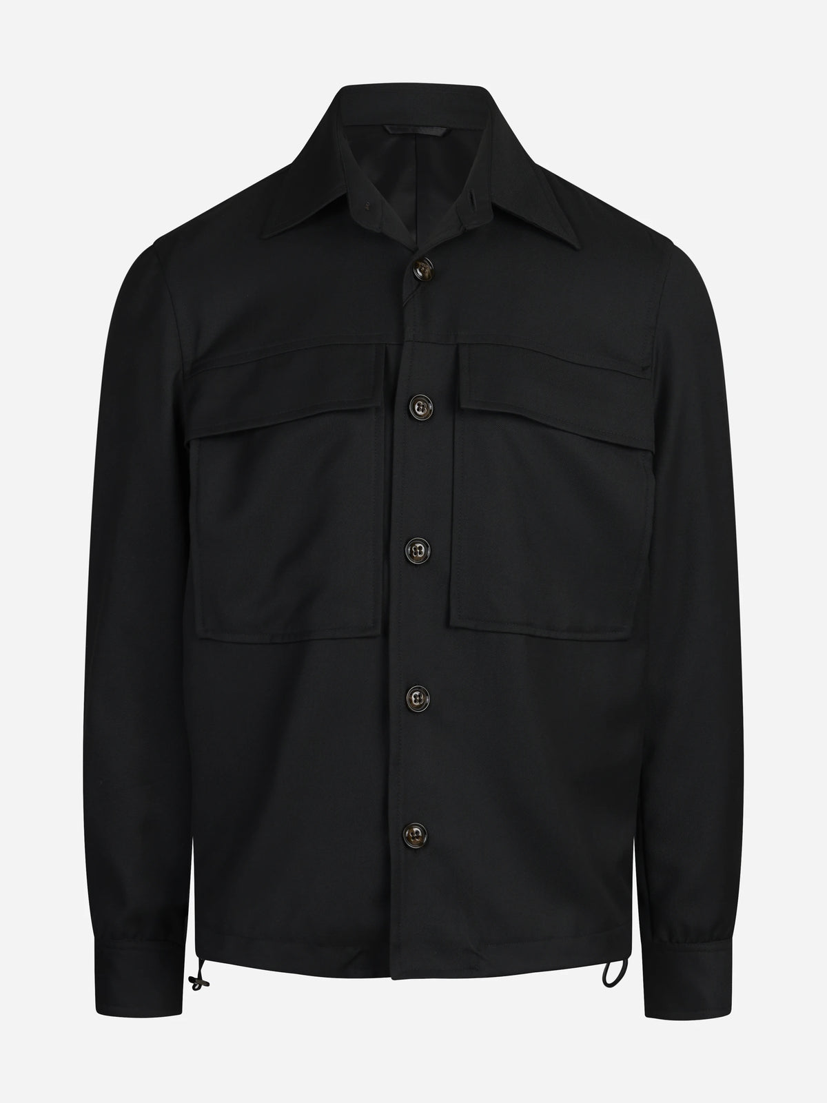 Overshirt con tasche applicate nero - vista frontale
