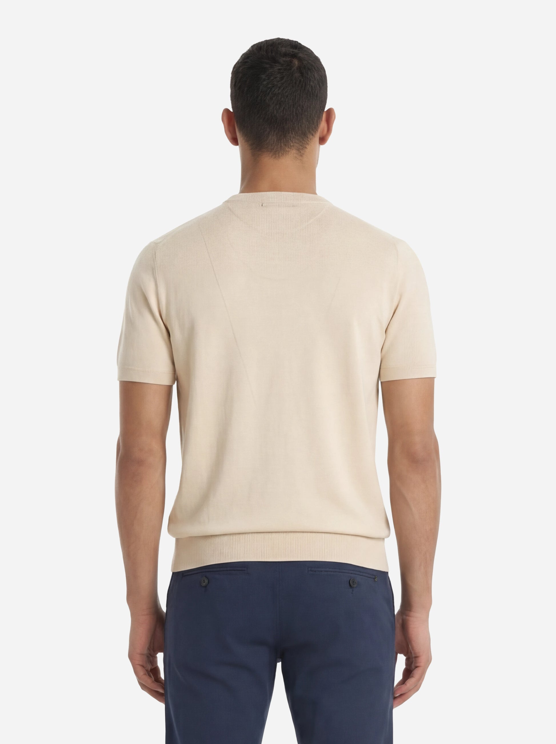 Maglia manica corta in misto cotone beige