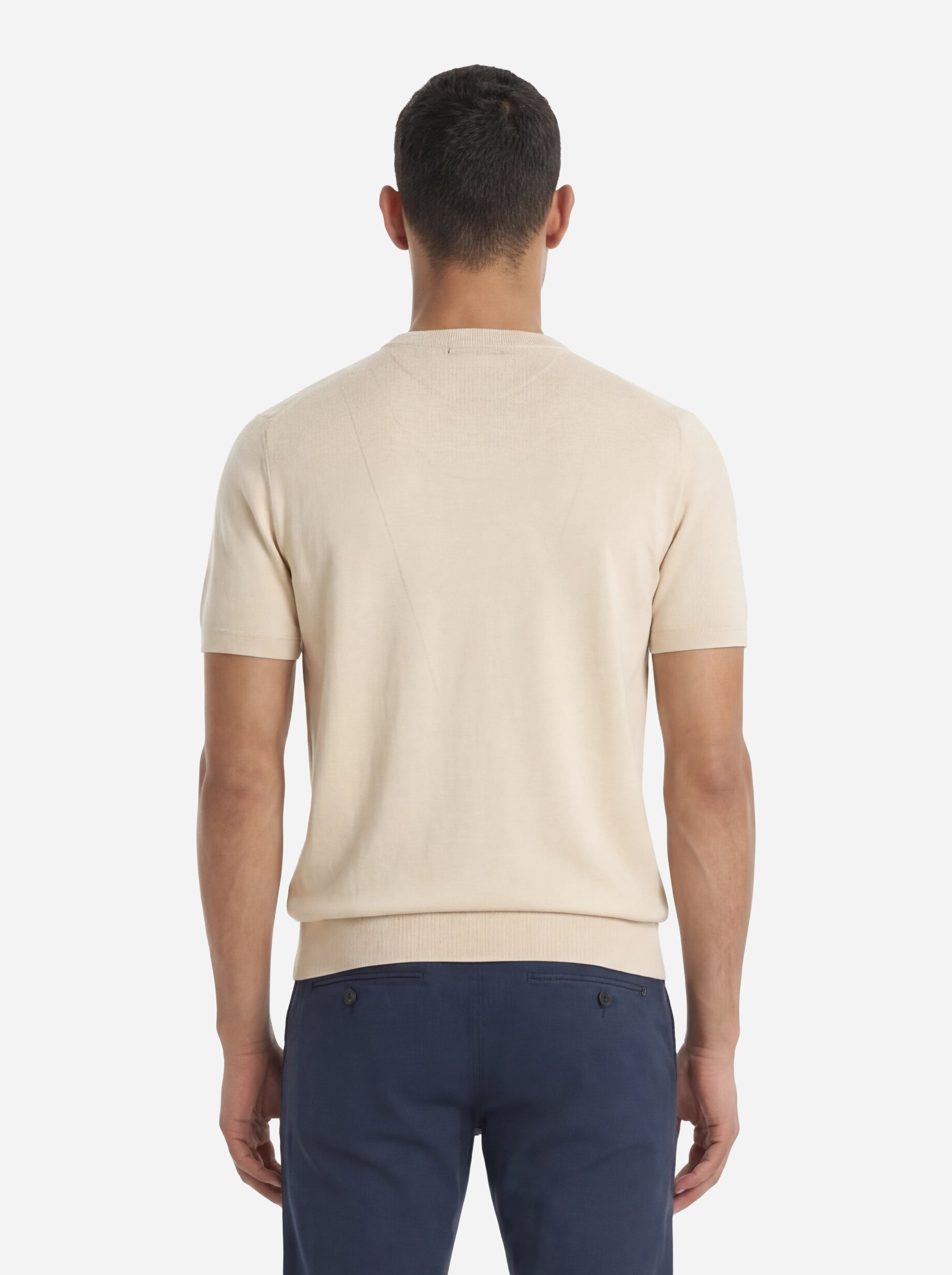 Maglia manica corta in misto cotone beige