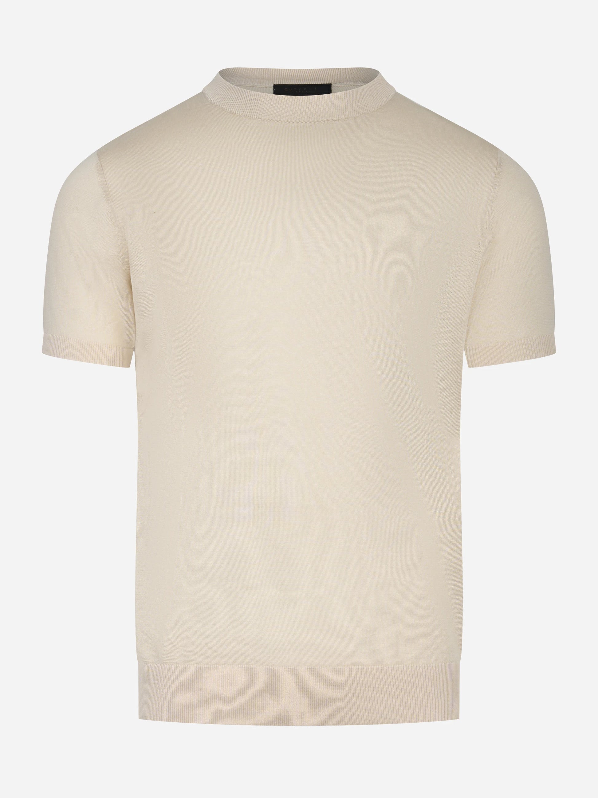 Maglia manica corta in misto cotone beige