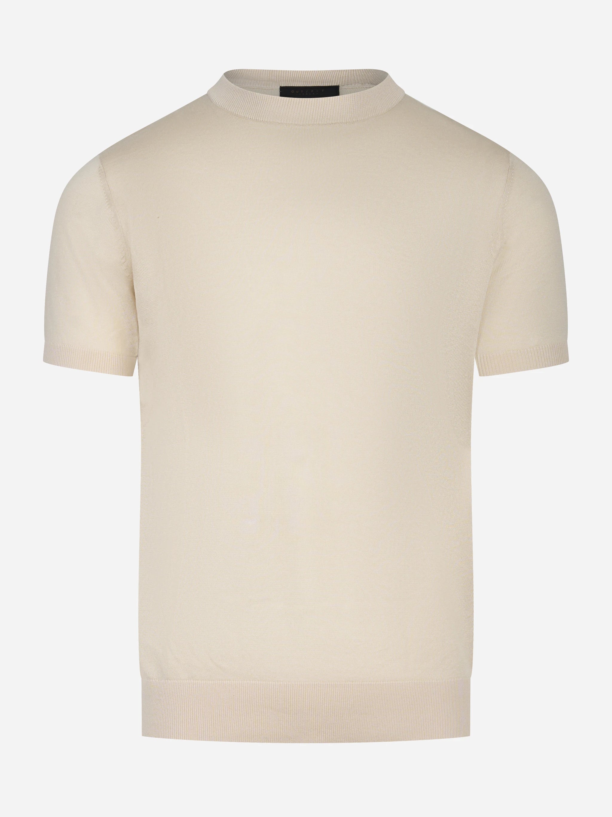 Maglia manica corta in misto cotone beige